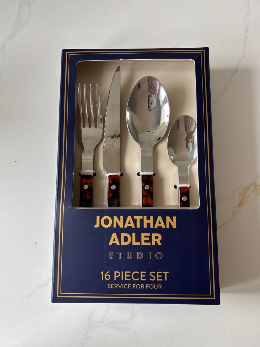 Brand new, sealed Jonathan Adler Tortoise Flatware Set